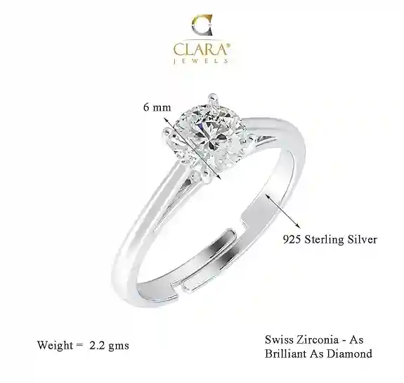 Clara Pure Real 925 Sterling Silver Adjustable Ring Band | Multiple Design Options | Gift for Women and Girls